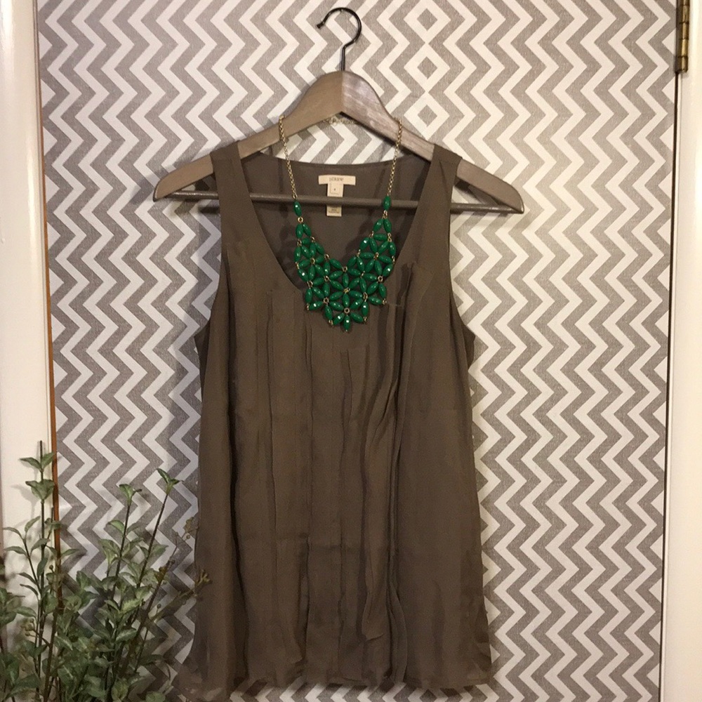 J Crew Silk Flutter Taupe Blouse, 4
